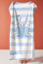 Crab Themed Striped Marine Kids Beach Towel - Blue and White Nautical Quick-Dry Microfiber Towel - 6