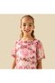 Round Neck Short Sleeves Tiered Dress with Ruffle and Floral Print - 4