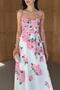 Digital Floral Print Pink Strap Dress - 5