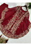 Maroon Faux Georgette Kurta Palazzo Set with Sequin Work - HRT8193 | Maroon - 2