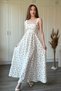 Floral Square Neck Midi White Dress with Bow Detail on the Back - 6