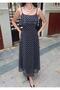 Women's Rope Strap Polka Dot Summer Chiffon Maxi Dress - 2