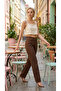 Valerie Bitter Brown Lycra High Waist Wide Leg High Quality Palazzo Jean - 2