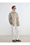 Beige Shirt Collar Men's Jacket - 2
