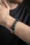 Double Row Water Green Leather Model Men's Steel Bracelet - 2