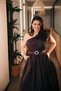 One-Shoulder, Accessory Detailed, Draped, Belted Waist, Taffeta Evening Dress, Stylish Dress - 8