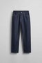 Men's Contrast Stitched Baggy Fit Jean Trousers Navy Blue
