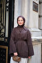 Women's Hidden Button Waist Tie Shirt Brown