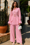 Flounced Hijab Set A9287-Çl Pink - 3