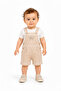 Baby Boy Beige Salopet and White T-Shirt Set - 5