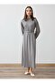 Oysho Hijab Dress with Belt Detail - Gray - - 2