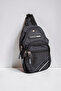 Men's Black-Smoked, Water-Resistant, Multi-Pocket, Strap-On Cross Shoulder and Waist Bag - 3