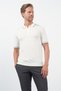 Cream Color Polo Collar Short Sleeve Knitted Comfort Fit 100% Cotton Sweater 1012260151