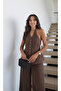 Women's Backless Linen Button Detailed Halter Neck Suit - 5