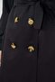 Women's Double-Breasted Collared Black Hijab Trench Coat with Belt - 3