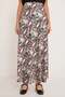 Women's High Collar Patterned Satin Black Beige Skirt - 3