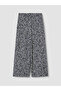 Navy Blue Patterned Women's Capri with Elastic Waist - 3