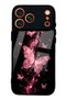 iPhone 17 Pro Pink Galaxy Butterfly Design Glossy Phone Case