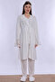 Maternity Pajama Set with Nursing Features and Robe Effortt - Ecru - 3