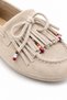 Süspüs Women's Beige Genuine Leather Suede Colorful Beaded Tassel Detailed Loafer Shoes - 3