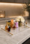 Decorative Serving Tray Made of Plexiglass, Large Size, Matte Gold Handle, for 6 People