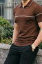 Men's Striped Casual Brown Polo Neck T-Shirt - 6