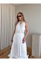 White Long Skirt Ruffle Dress - 39908 - 6