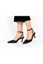 Black Satin Polka Dot Pointed Heeled Shoes - 2
