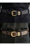 100% Genuine Leather Set of 2 Women's Belts with Buckle 2.8 cm Jean Belt Trouser Belt - 4