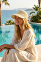Double Textured Mixed Knit Women's Straw Hat - 2