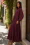 Printed Buttoned Hijab Dress A3001 Plum - 3