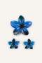 Women's 3-Piece Floral Navy Blue Hair Clip I0010Axns
