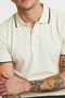 Men's Casual Short Sleeve Slim Fit White Polo Collar T-Shirt - 6