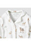 Cotton Collared Neck Long Sleeve Pyjama Set with Camel Print - 5