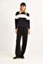 Modal fabric stripe detailed tracksuit set black