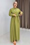 Women's tencel unlined button-down chic dress - olive green