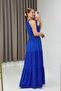 Slit tie waist speckle pattern dress Cobalt - 4