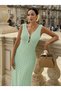 Women's Strappy V-Neck Long Dress Knit Dress
