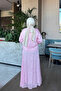 Pink Blouse and Skirt Set with Stitching Detail - 4