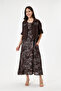 Brown Italian 100% Linen Floral Patterned Double Suit with Jacket Size 38 - 44