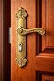 Ornate Mortise Handle Full Set, Antique Gold Finish, Victorian Style, with Lock Body, Cylinder and K - 4