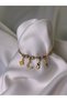 Crescent and Pineapple Charm Detailed Zircon Stone Women's Bracelet - 4