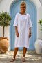 White Casual 100% Linen Woven Dress 102 61 - 2