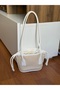 Drawstring Canvas and Leather Detailed Women's Shoulder Bag