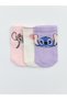 Alita City Farkıyla Lcw Baby Pink Lilo & Stitch Printed Baby Girl Booties Socks 3-Pack
