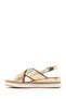 Women's Gold Filled Heeled Metallic Leather Sandals 26Sfd551532 - 3