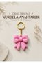 50 Pieces of Knitted Patterned Ribbon Keychains with Cards 5X5 cm - Bioplastic, Gift - Color May Vary According to Your Choice. - 4
