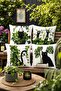 Set of 4 Cat Patterned Cushion Covers with Flowerpot Design