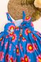 Cumino Girls' Retro Floral Patterned Strap Dress Multi-Colored - 5