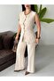 Asymmetrical Cut Design Buttoned Vest and Palazzo Trousers Two-Piece Set for Women - 7